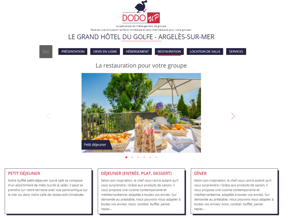 reservation groupe hotel