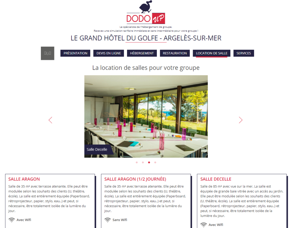 site reservation groupe hotel
